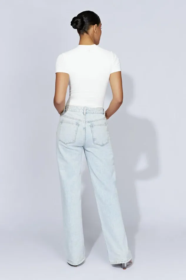 Women Meshki Tops Francesca Crew Neck Short Sleeve Bodysuit 8211 White