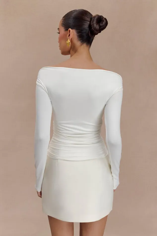 Women Meshki Tops Jaden Off Shoulder Recycled Nylon Top 8211 Ivory