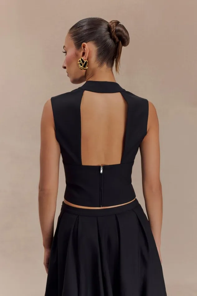 Women Meshki Tops Jemima Sleeveless Cross Over Top 8211 Black