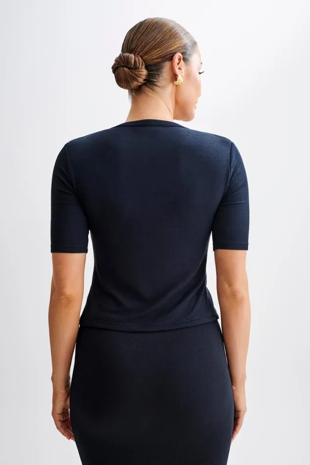 Women Meshki Tops Jonah Button Up Modal Top 8211 Black