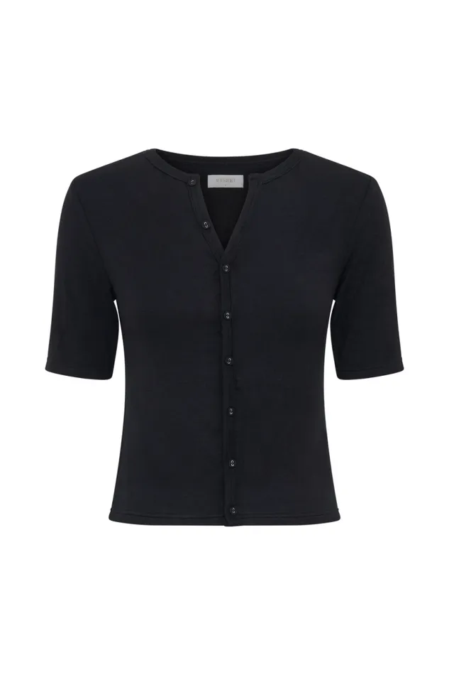 Women Meshki Tops Jonah Button Up Modal Top 8211 Black