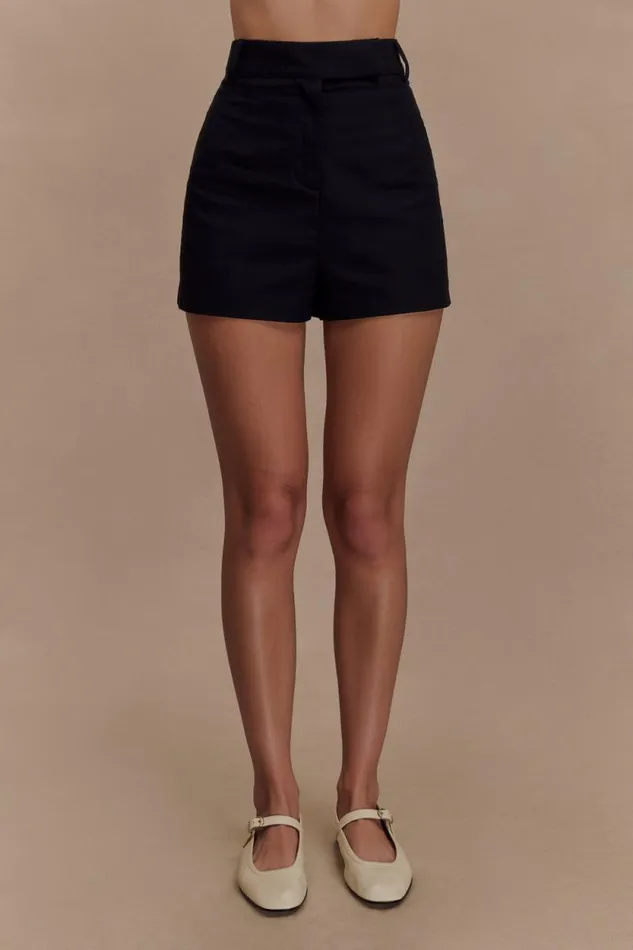 Women Meshki Tops Massima Linen Shorts 8211 Black