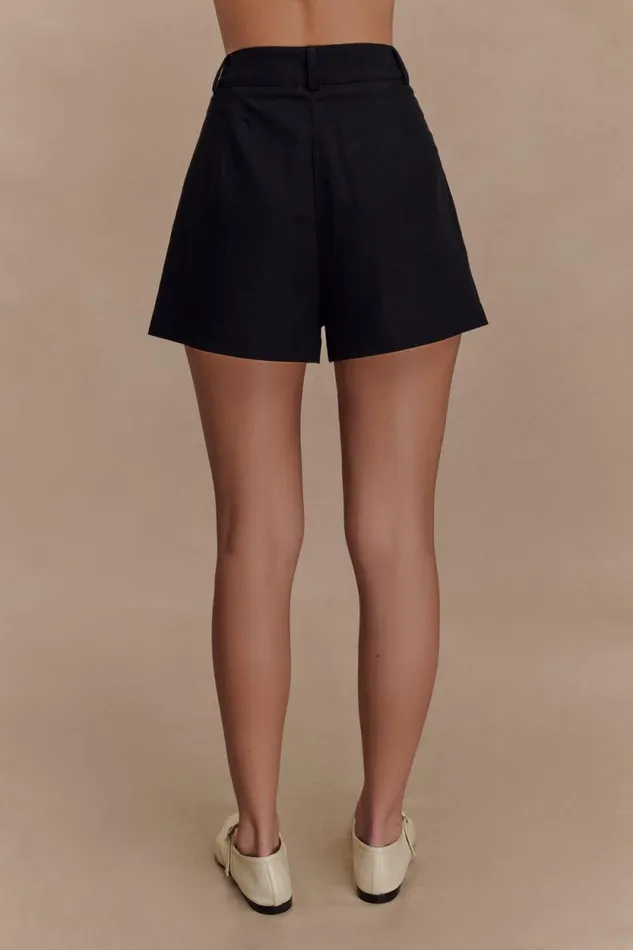 Women Meshki Tops Massima Linen Shorts 8211 Black