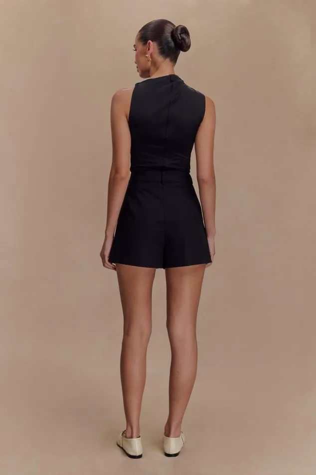 Women Meshki Tops Massima Linen Shorts 8211 Black