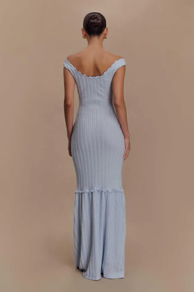 Women Meshki Tops Natalie Off Shoulder Maxi Dress 8211 Sky Blue