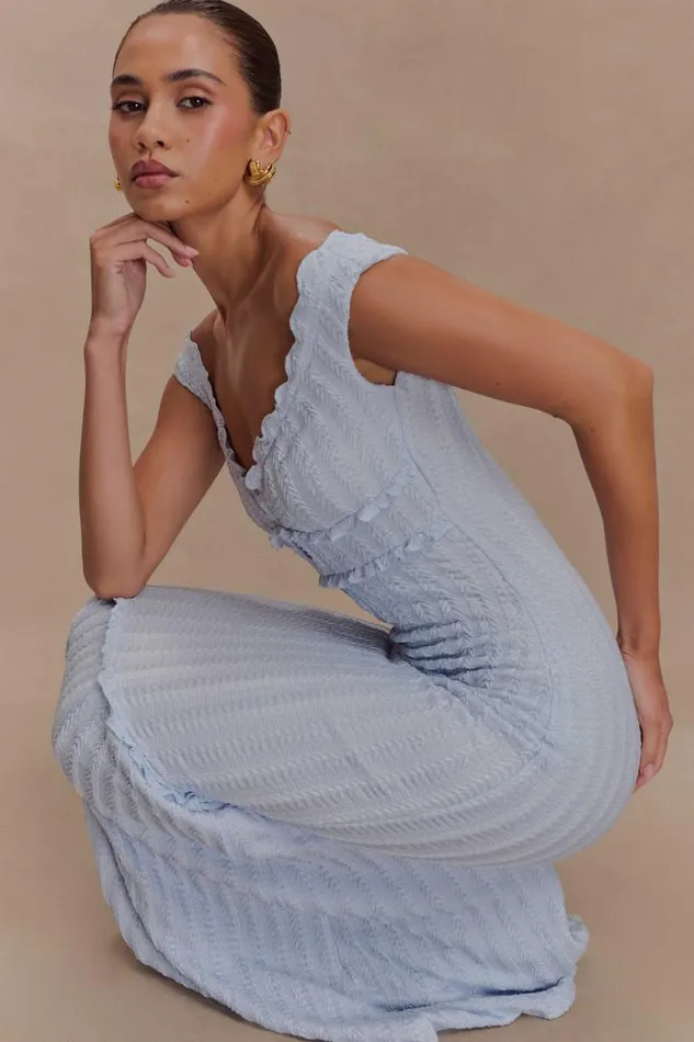 Women Meshki Tops Natalie Off Shoulder Maxi Dress 8211 Sky Blue