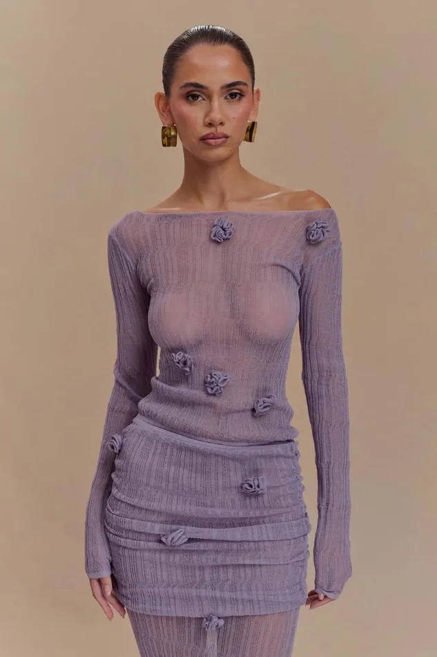 Women Meshki Tops Orianna Orchid Long Sleeve Knit Top 8211 Orchid