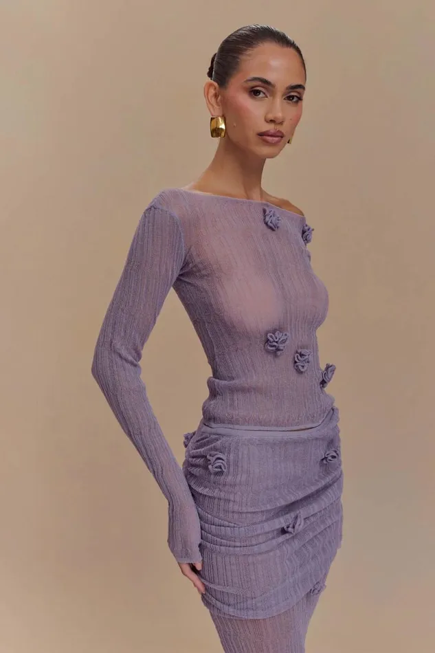 Women Meshki Tops Orianna Orchid Long Sleeve Knit Top 8211 Orchid