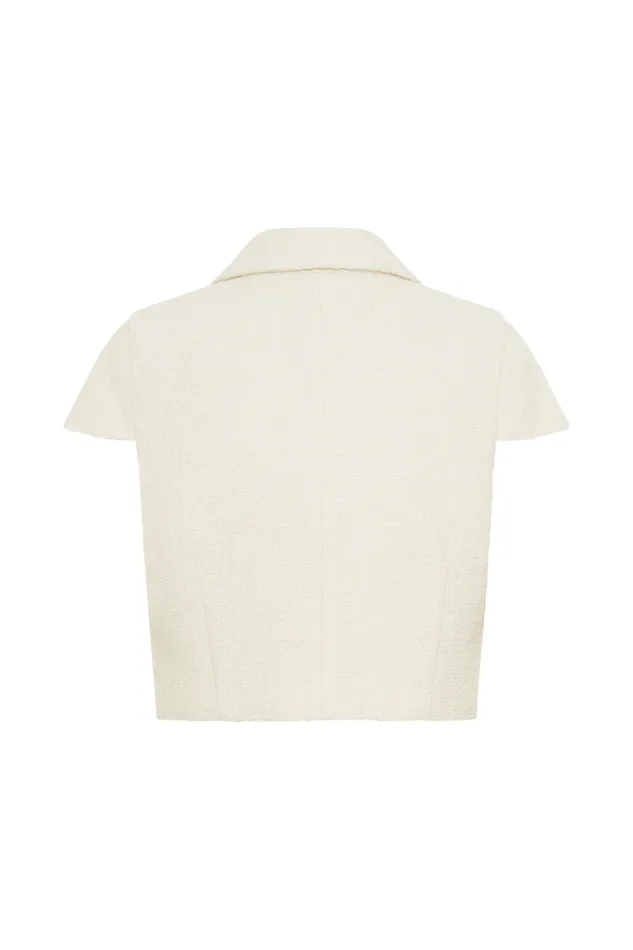 Women Meshki Tops Parisa Boucle Button Up Top 8211 Ivory