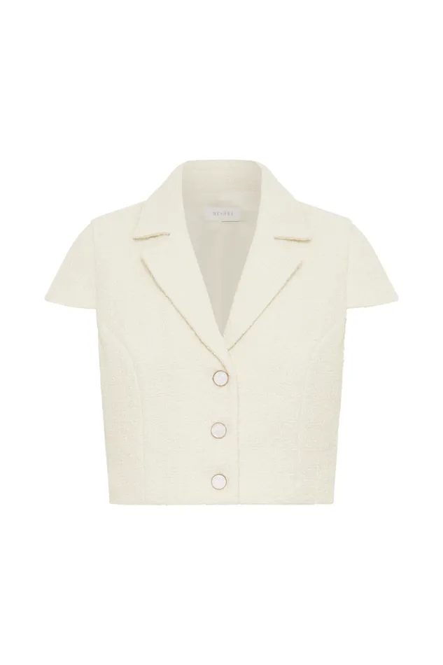 Women Meshki Tops Parisa Boucle Button Up Top 8211 Ivory
