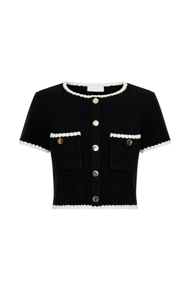 Women Meshki Tops Saffron Contrast Knit Top 8211 BlackWhite Women Meshki Tops Saffron Contrast Knit Top 8211 BlackWhite