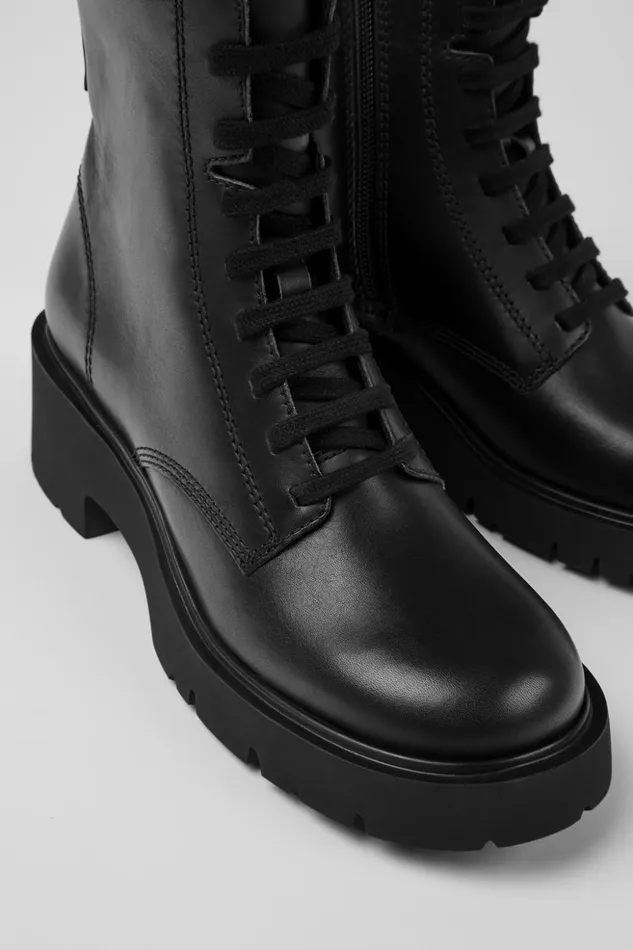 Women Milah Black Laceup Boots Camper Ankle Boots