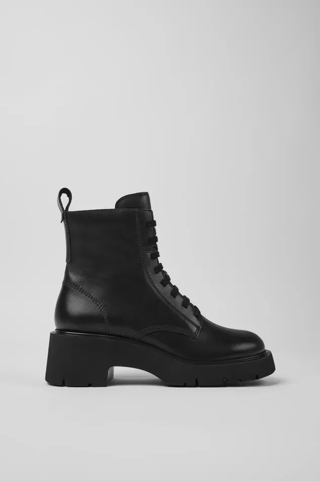 Women Milah Black Laceup Boots Camper Ankle Boots Women Milah Black Laceup Boots Camper Ankle Boots