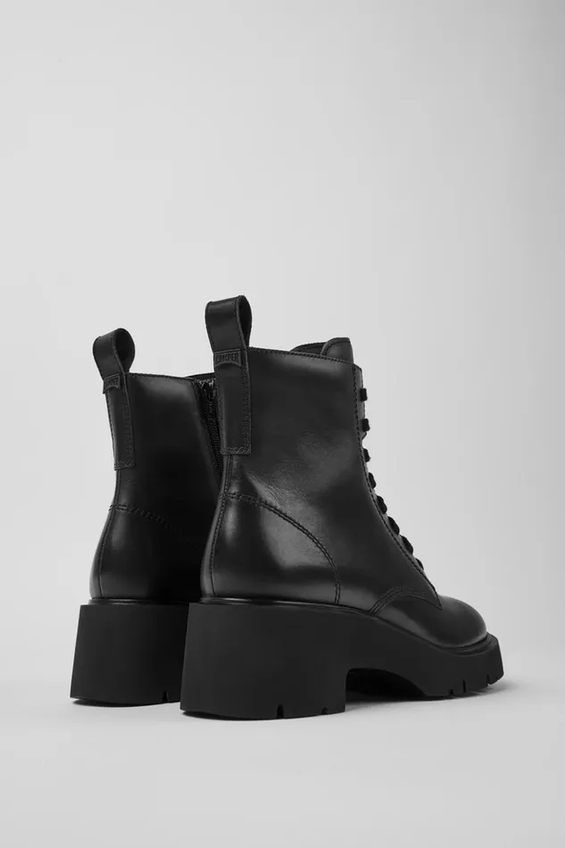 Women Milah Black Laceup Boots Camper Ankle Boots Women Milah Black Laceup Boots Camper Ankle Boots