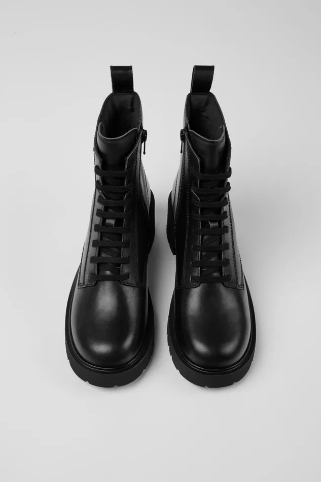 Women Milah Black Laceup Boots Camper Ankle Boots Women Milah Black Laceup Boots Camper Ankle Boots