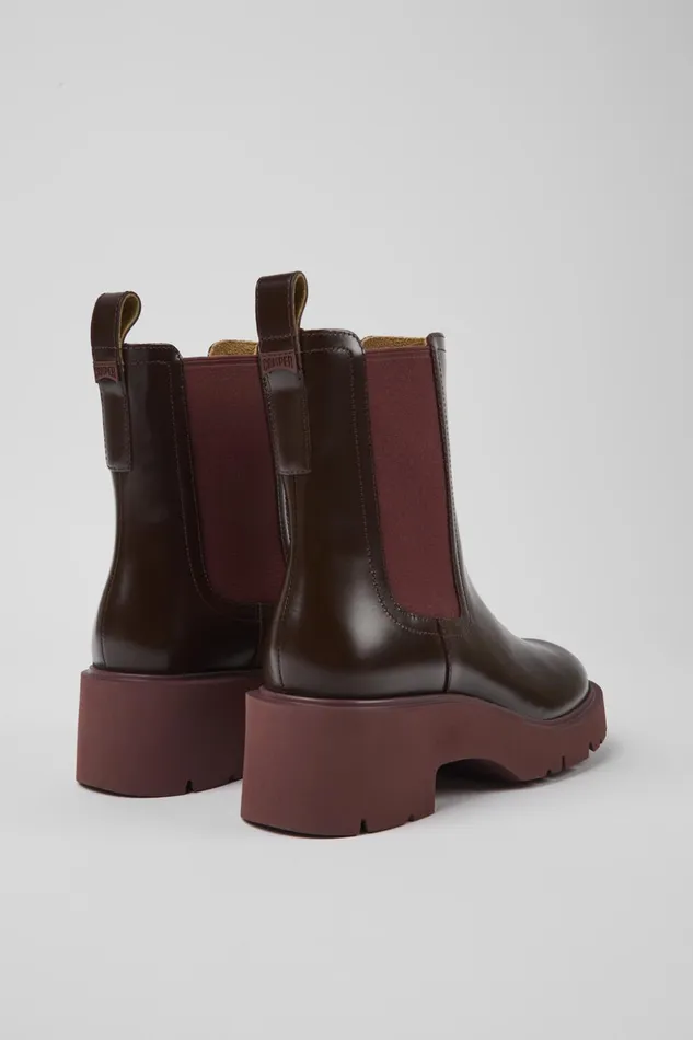 Women Milah Burgundy Leather Chelsea Boots Camper Ankle Boots Women Milah Burgundy Leather Chelsea Boots Camper Ankle Boots