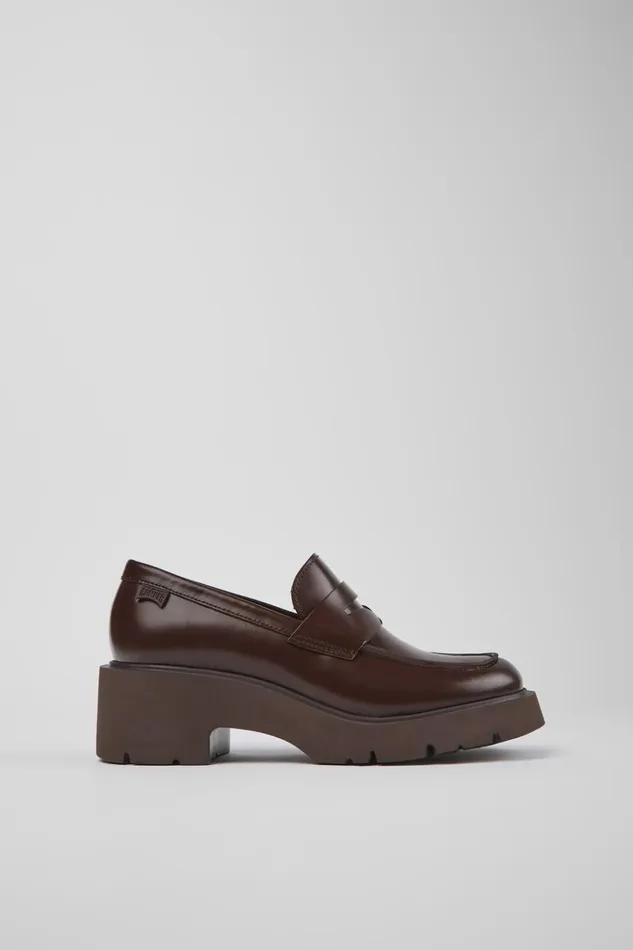 Women Milah Burgundy Leather Loafers Camper Formal Shoes Women Milah Burgundy Leather Loafers Camper Formal Shoes