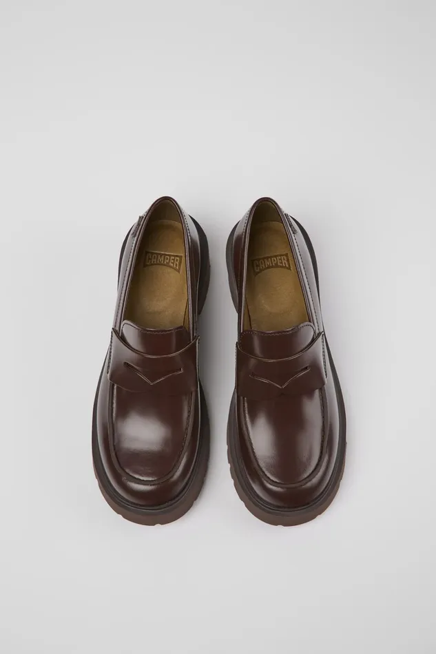 Women Milah Burgundy Leather Loafers Camper Formal Shoes Women Milah Burgundy Leather Loafers Camper Formal Shoes