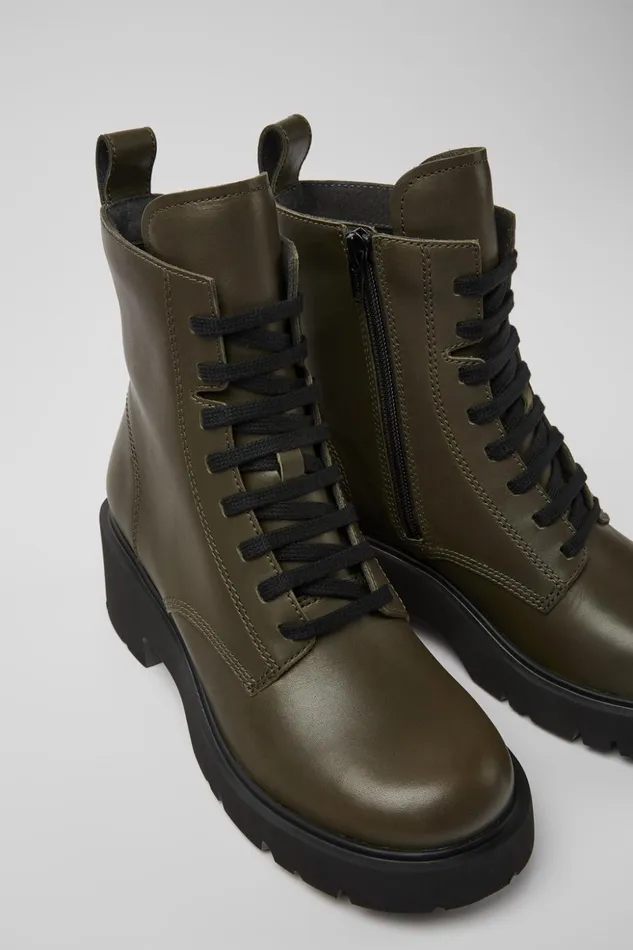 Women Milah Green Laceup Boots Camper Ankle Boots