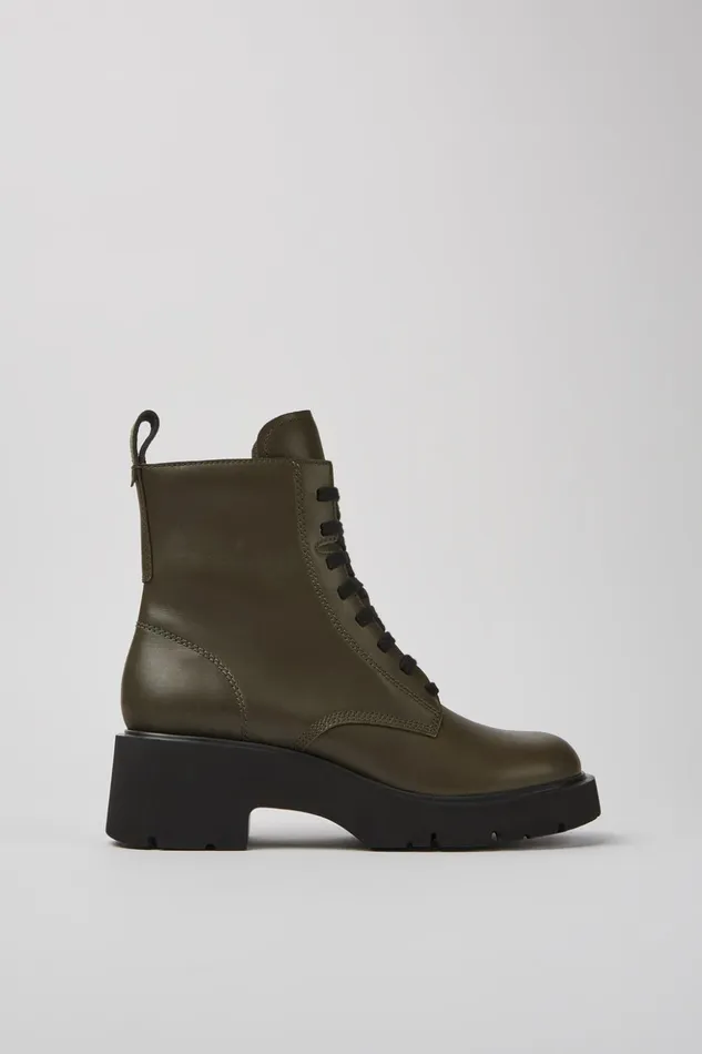 Women Milah Green Laceup Boots Camper Ankle Boots Women Milah Green Laceup Boots Camper Ankle Boots