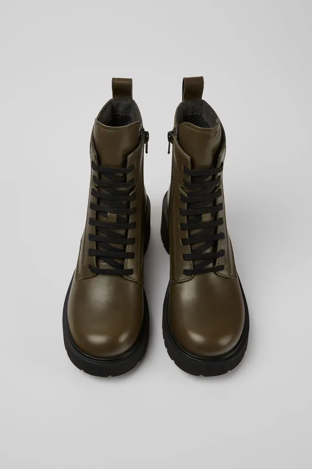 Women Milah Green Laceup Boots Camper Ankle Boots Women Milah Green Laceup Boots Camper Ankle Boots