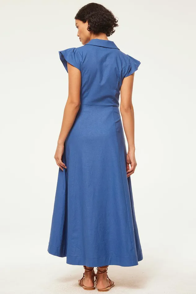 Women MISA Los Angeles Dresses ALMAZ DRESS Navy Linen