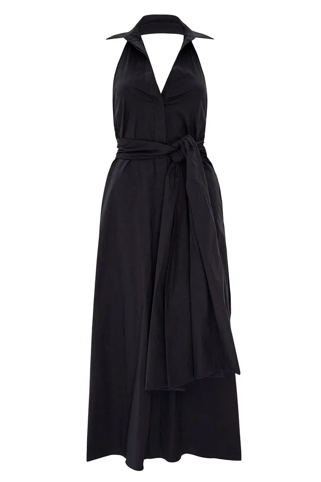 Women MISA Los Angeles Dresses JESSIKA DRESS Black Poplin