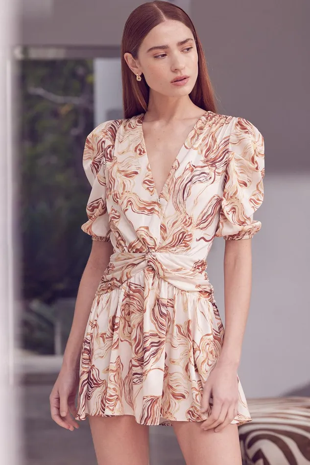 Women MISA Los Angeles Dresses NARCISSA DRESS Golden Straw Satin