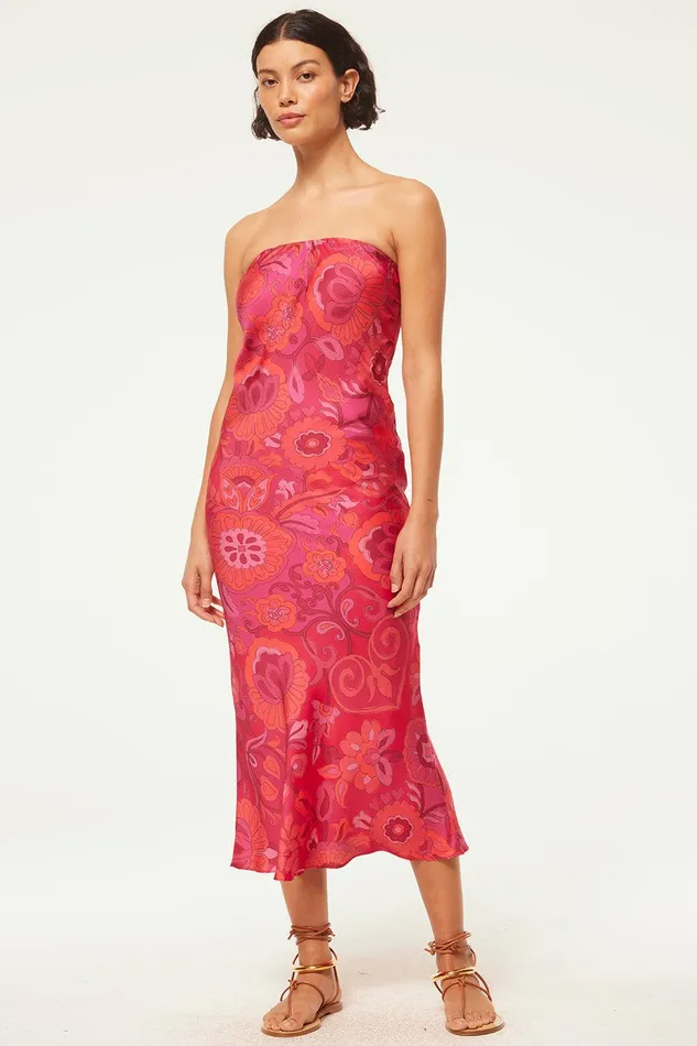 Women MISA Los Angeles Dresses THARA DRESS Flora Corsica Fuchsia