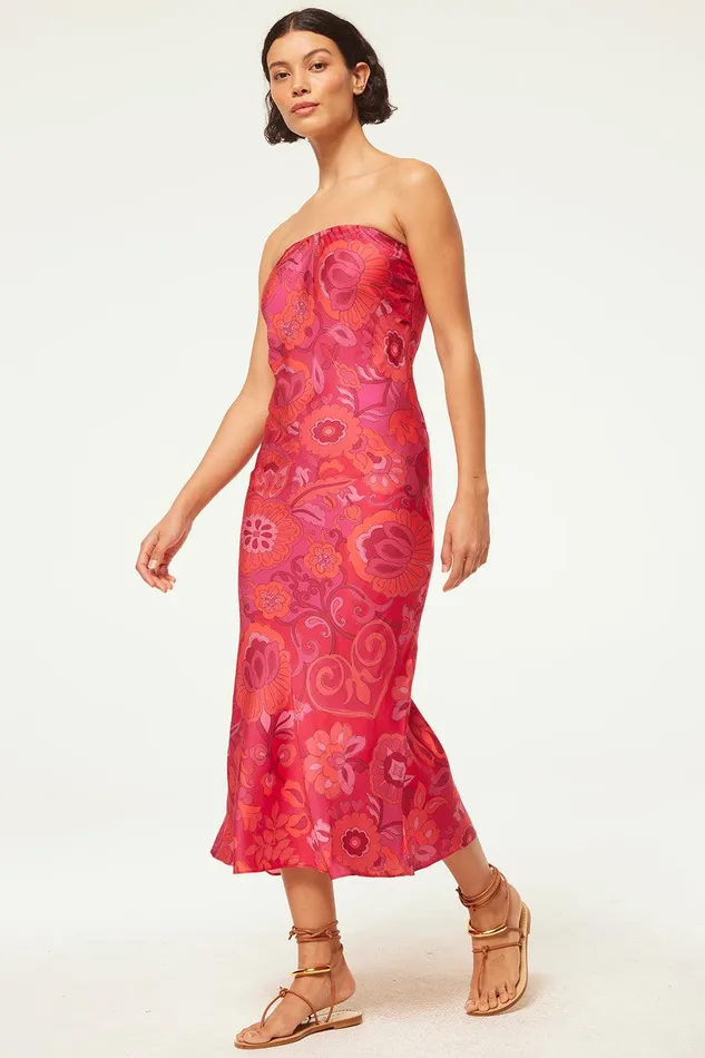 Women MISA Los Angeles Dresses THARA DRESS Flora Corsica Fuchsia