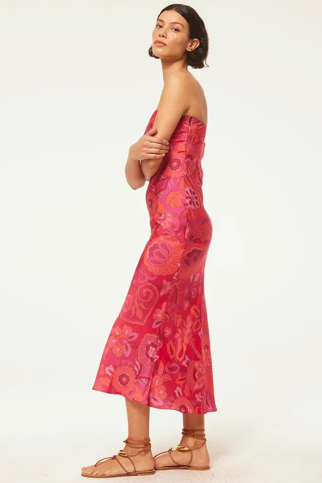 Women MISA Los Angeles Dresses THARA DRESS Flora Corsica Fuchsia