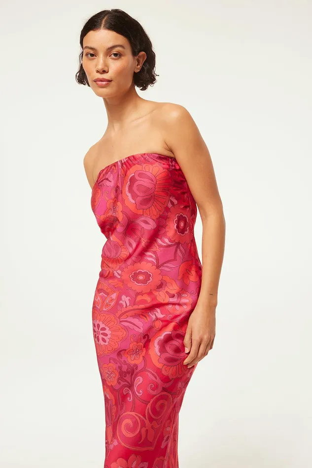 Women MISA Los Angeles Dresses THARA DRESS Flora Corsica Fuchsia