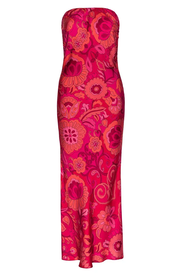 Women MISA Los Angeles Dresses THARA DRESS Flora Corsica Fuchsia