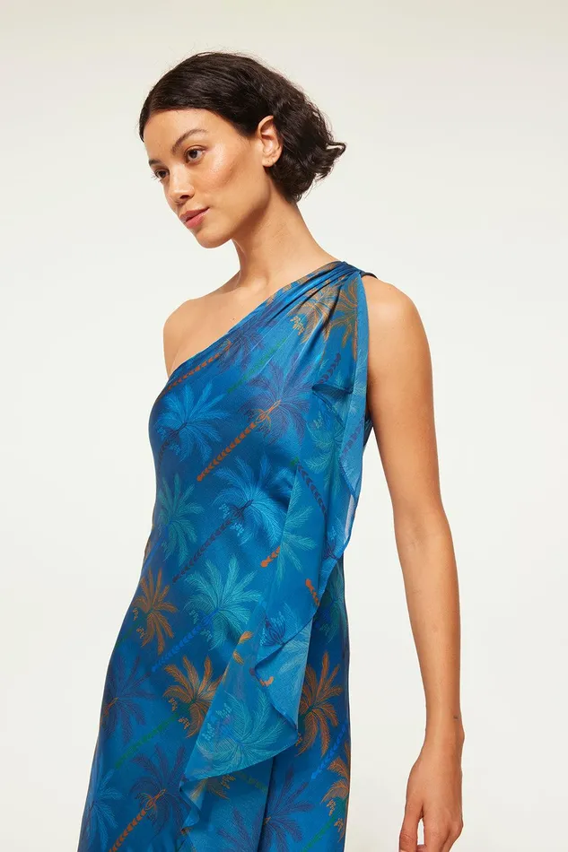 Women MISA Los Angeles Dresses ZEPHYR DRESS Cobalt Palms Mix