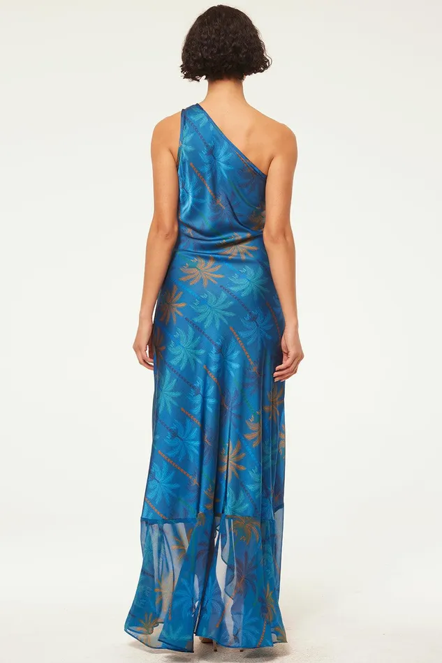 Women MISA Los Angeles Dresses ZEPHYR DRESS Cobalt Palms Mix