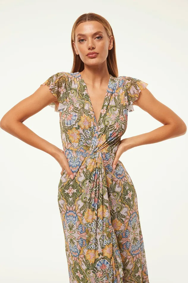 Women MISA Los Angeles Jersey and Mesh AVALINE DRESS Dolce Vita Kaleidoscope