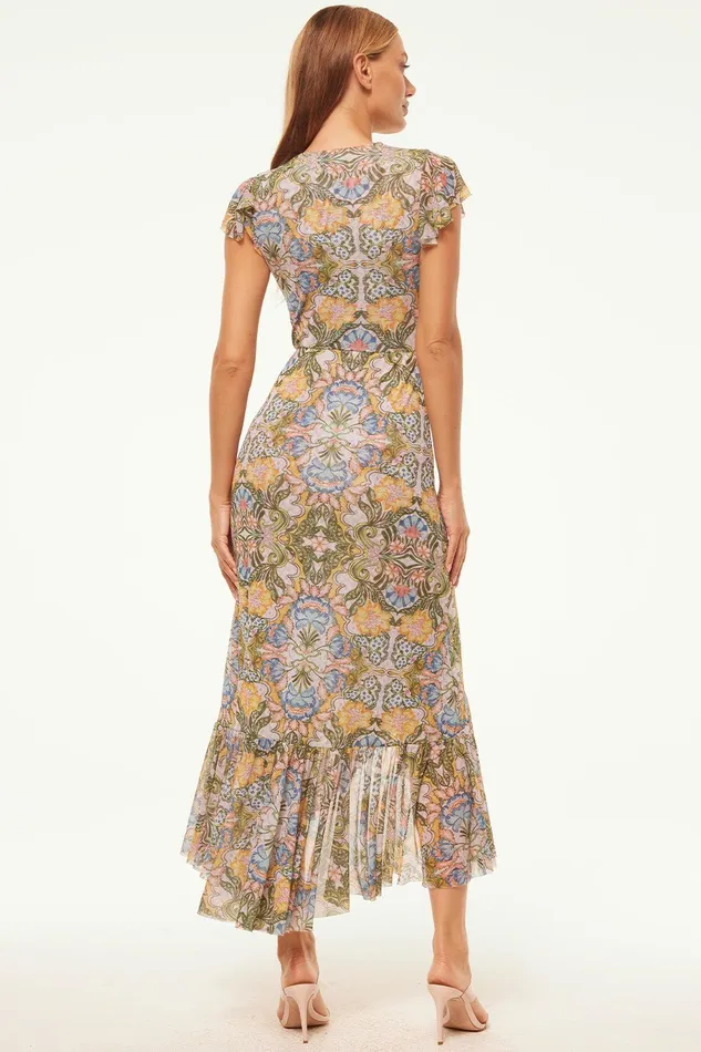 Women MISA Los Angeles Jersey and Mesh AVALINE DRESS Dolce Vita Kaleidoscope