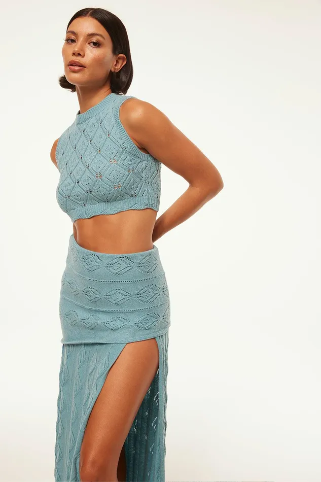 Women MISA Los Angeles Knits DAHLIA TOP Blue