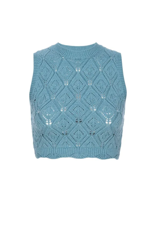 Women MISA Los Angeles Knits DAHLIA TOP Blue