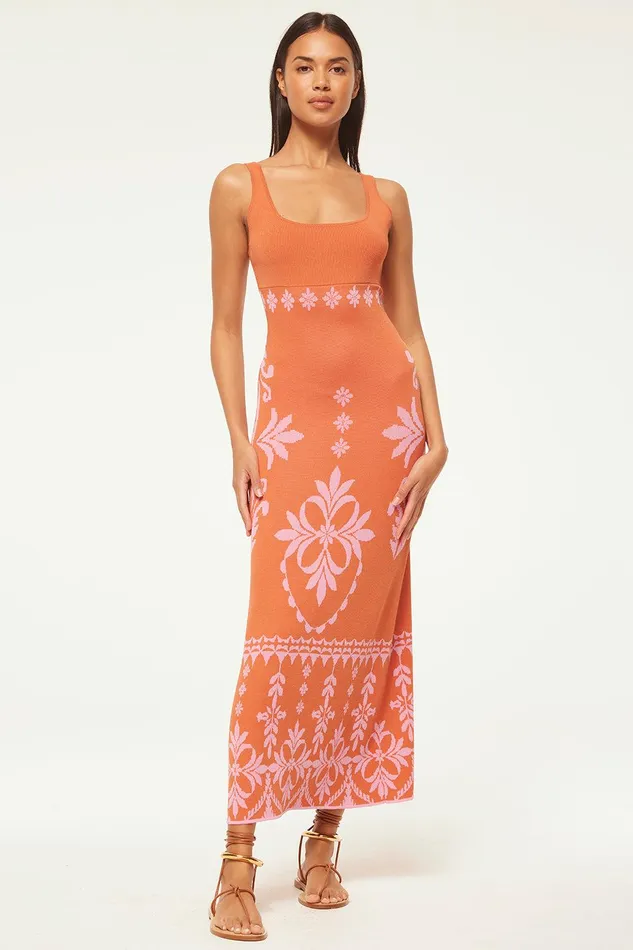 Women MISA Los Angeles Knits KALIL DRESS Brown Flora Santiago