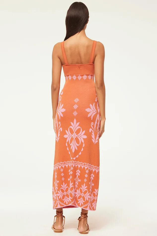 Women MISA Los Angeles Knits KALIL DRESS Brown Flora Santiago