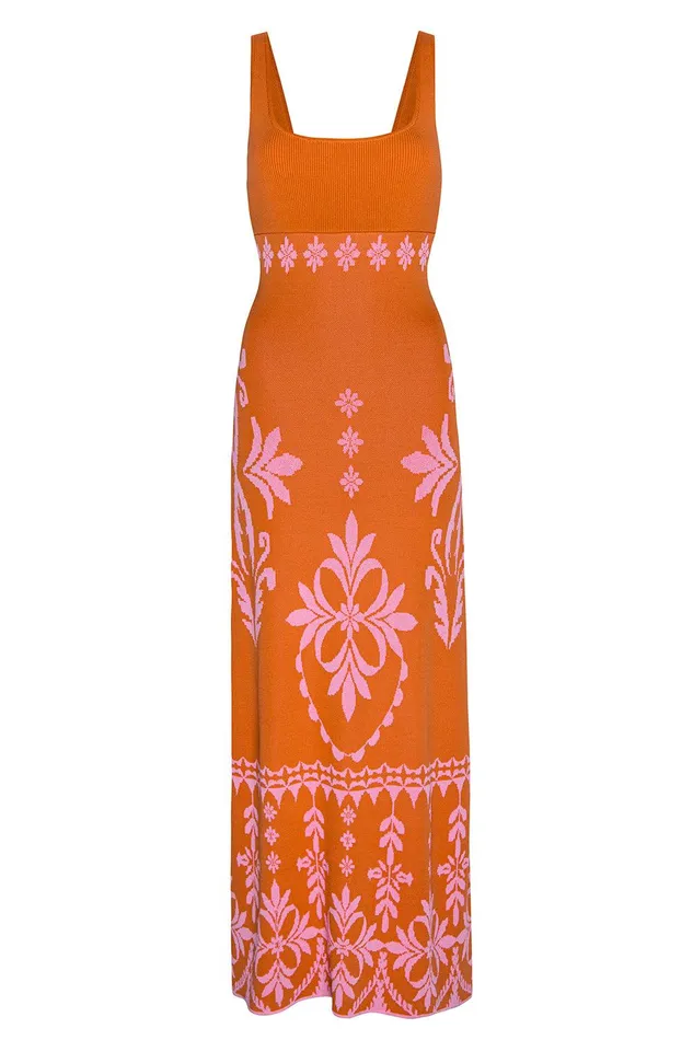Women MISA Los Angeles Knits KALIL DRESS Brown Flora Santiago