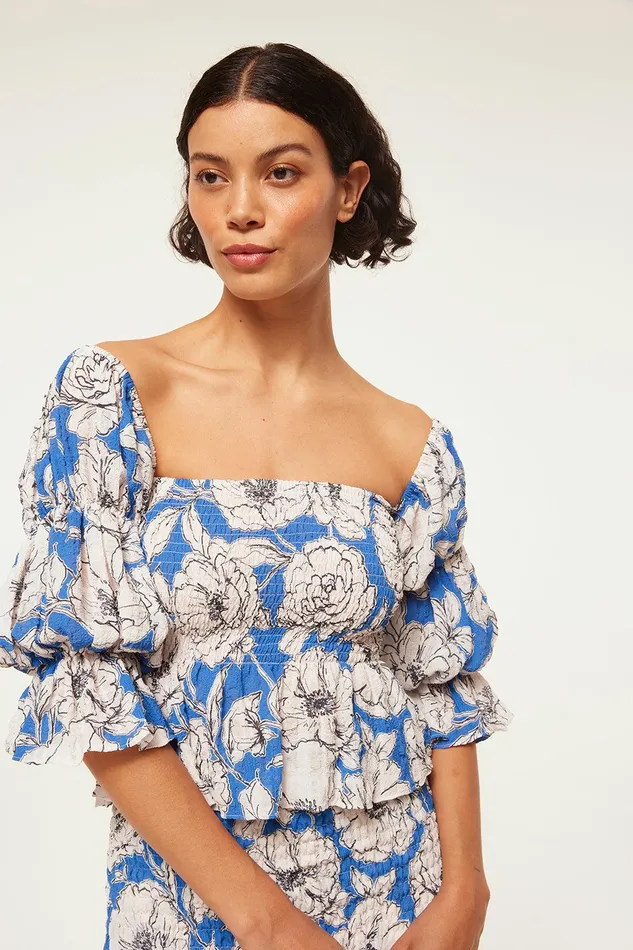 Women MISA Los Angeles Matching Sets VIDA TOP Gardenia Crinkle
