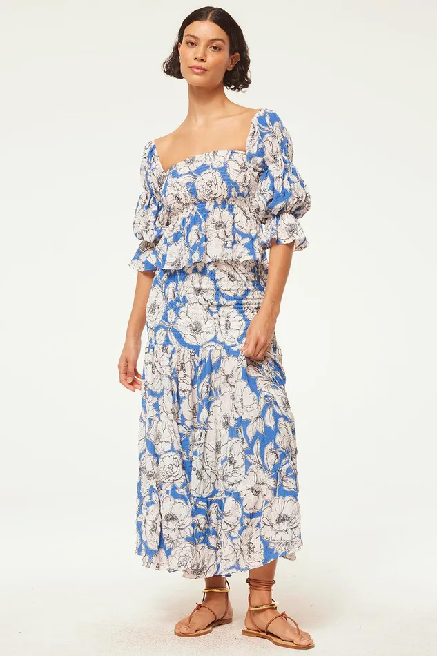 Women MISA Los Angeles Matching Sets VIDA TOP Gardenia Crinkle