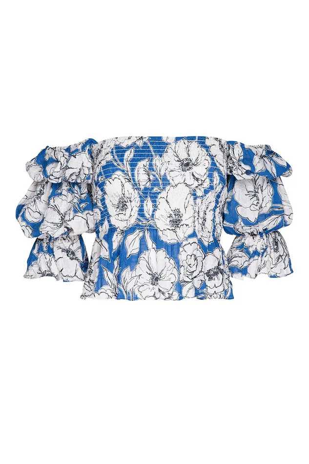 Women MISA Los Angeles Matching Sets VIDA TOP Gardenia Crinkle