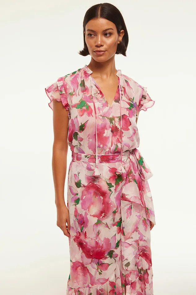 Women MISA Los Angeles Tops BASIA TOP Garden Fuchsia