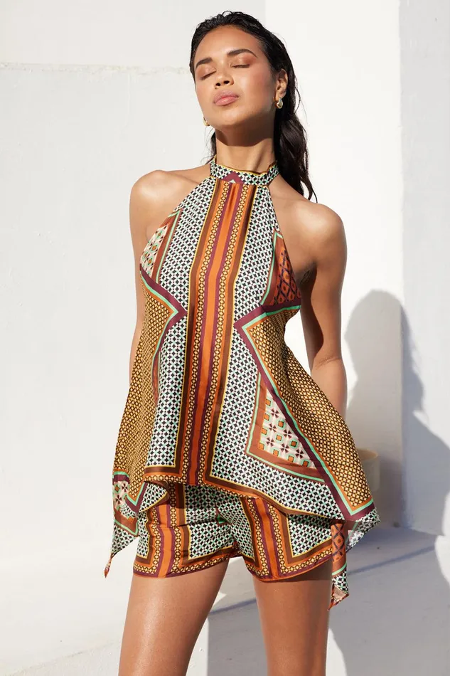 Women MISA Los Angeles Tops ORA TOP Positano Scarf