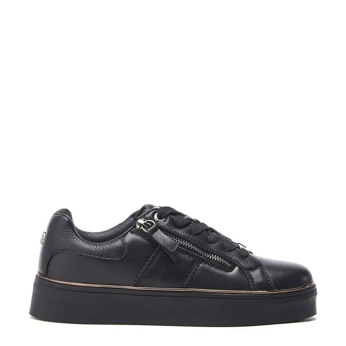 Women Moda In Pelle Black Trainers Bacary Jet Black Porvair