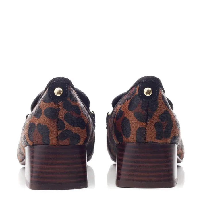 Women Moda In Pelle Brogues And Loafers Coutance Dark Leopard Print Pony