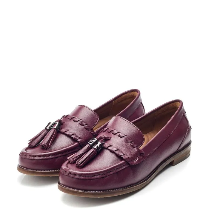 Women Moda In Pelle Brogues And Loafers Espelette Burgundy Leather
